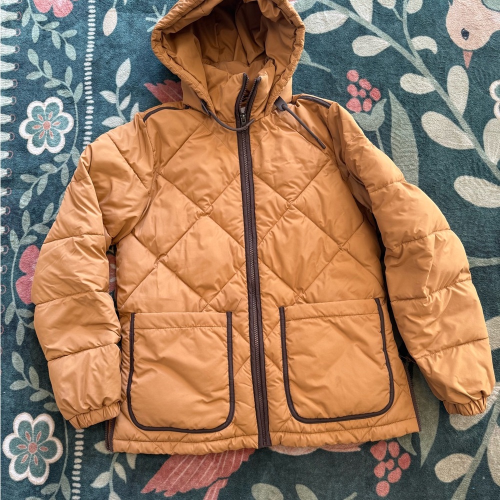 Women’s tan lands end camping jacket sz s